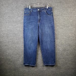 Universal Standard Jeans Womens 16 Dark Wash Straight High Rise Stretch Crop